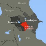 Armenia Azerbaijan Conflict In Nagorno Karabakh On Outline Map