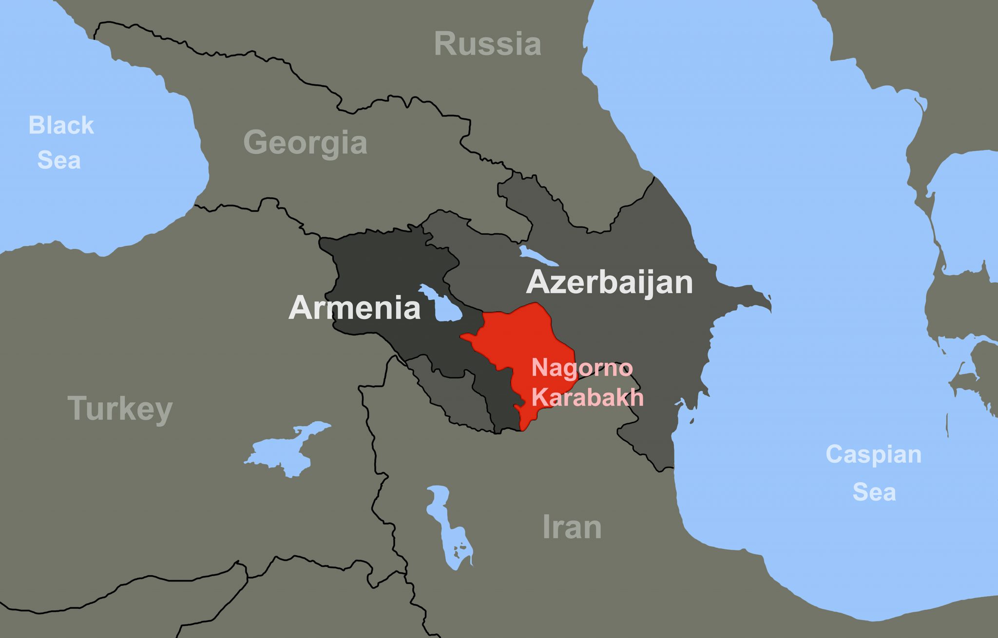 Armenia Azerbaijan Conflict In Nagorno Karabakh On Outline Map