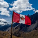 Peruvian Flag With Mountain Panorama