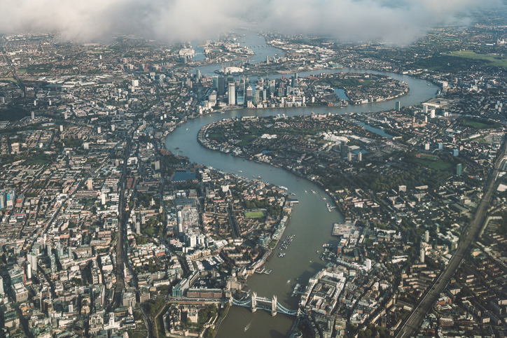 Aerial View Of River Thames In London